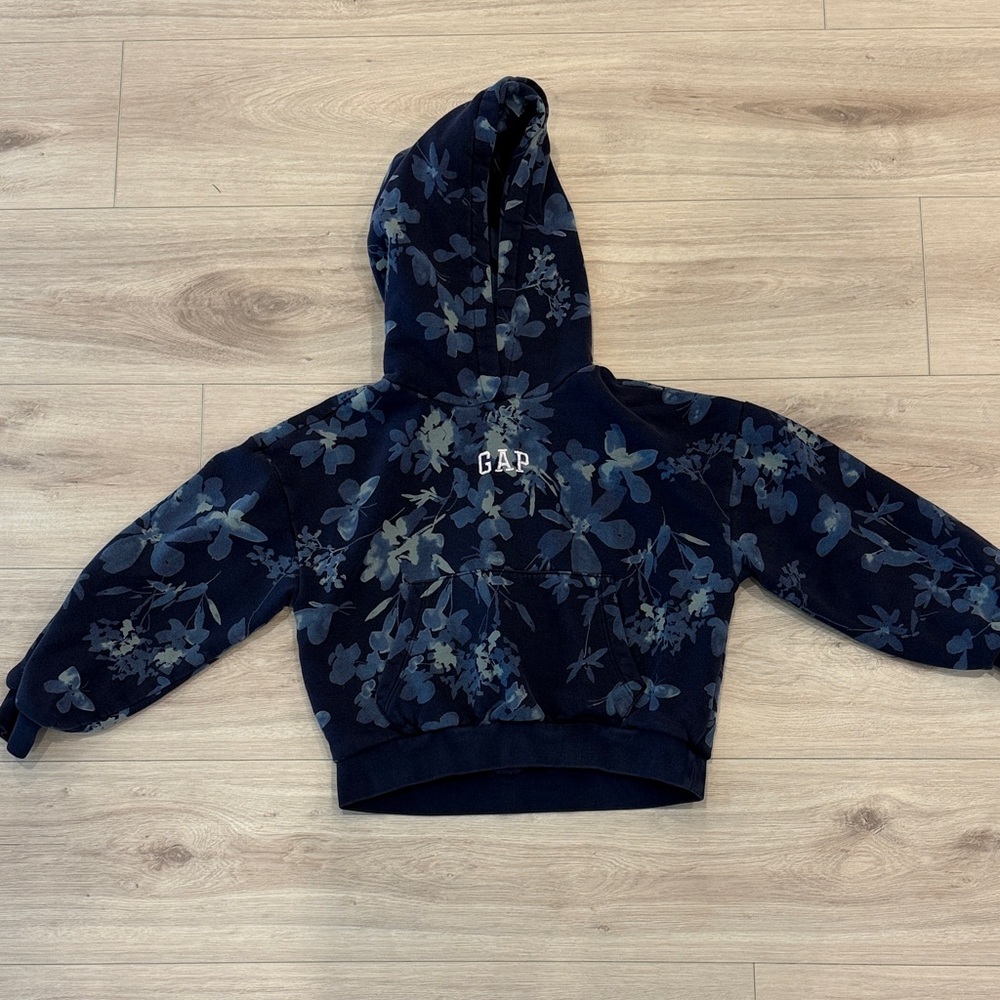GAP Girls Navy Floral Pullover Hoodie